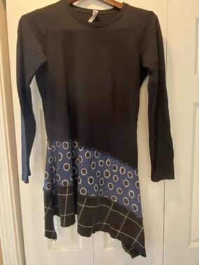 Bella Canvas Black Dress with Blue Patterned bottom